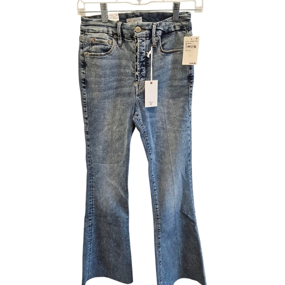 Good American Good Legs Flare Button Fly Jeans Indigo NEW - Picture 7 of 7